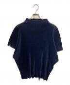PLEATS PLEASEプリーツプリーズ）の古着「ノースリーブプリーツカットソー」｜ネイビー