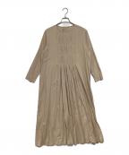 evam evaエヴァムエヴァ）の古着「fine pleats one-piece」｜ベージュ