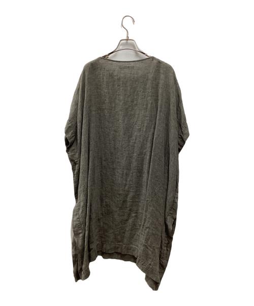 evam eva（エヴァムエヴァ）evam eva (エヴァムエヴァ) linen poncho グレー サイズ:表記無の古着・服飾アイテム
