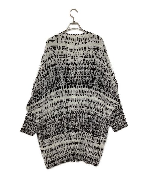 SPECCHIO（スペッチオ）SPECCHIO (スペッチオ) プリーツロングカーディガン ホワイト×ブラック サイズ:40の古着・服飾アイテム