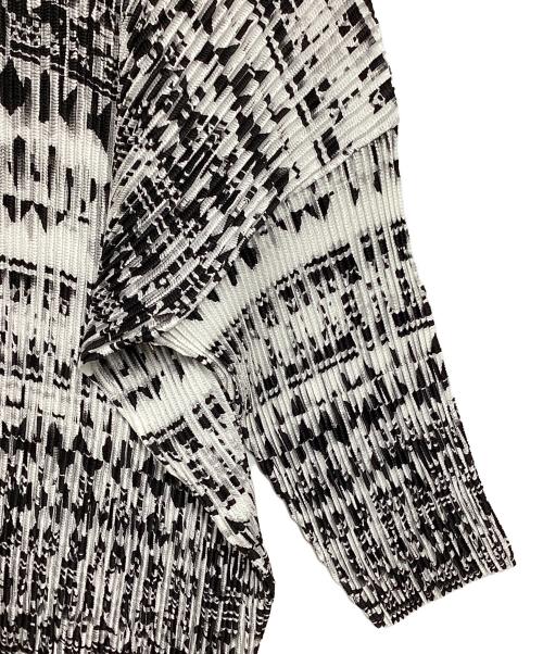 SPECCHIO（スペッチオ）SPECCHIO (スペッチオ) プリーツロングカーディガン ホワイト×ブラック サイズ:40の古着・服飾アイテム