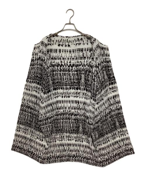 SPECCHIO（スペッチオ）SPECCHIO (スペッチオ) プリーツロングカーディガン ホワイト×ブラック サイズ:40の古着・服飾アイテム