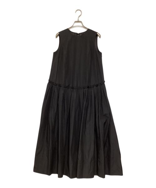 LANVIN en Bleu（ランバンオンブルー）LANVIN en Bleu (ランバンオンブルー) WarterProof ギャザーワンピース ブラック サイズ:36の古着・服飾アイテム