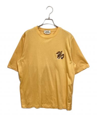 中古・古着通販】HERMES (エルメス) レザーパッチ半袖Tシャツ オレンジ