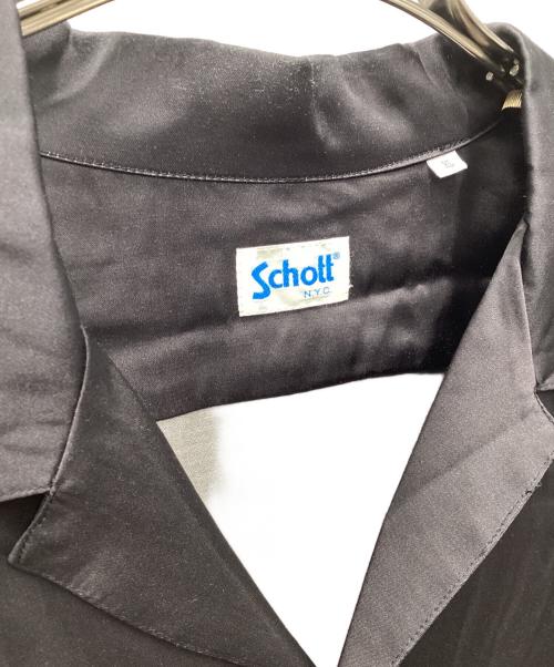 Schott（ショット）Schott (ショット) 鶴プリントオープンカラーシャツ ブラック サイズ:XLの古着・服飾アイテム