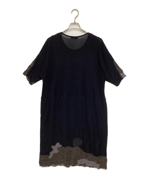 FUGA FUGA（フーガフーガ）FUGA FUGA (フーガフーガ) 半袖ニットワンピース ブラック サイズ:Fの古着・服飾アイテム