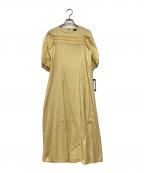 TOMORROW LAND collectionトゥモローランドコレクション）の古着「コットンドッピオタイプライター パフスリーブワンピース」｜イエロー