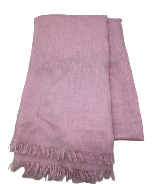 GUCCI（グッチ）GUCCI (グッチ) ウールシルク混GG柄ストール ピンクの古着・服飾アイテム