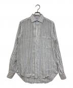 LORO PIANAロロピアーナ）の古着「リネンストライプシャツ」｜ブルー