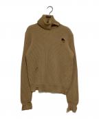 Maison Martin Margielaメゾンマルタンマルジェラ）の古着「ダメージ加工タートルネックニット/Distressed Turtleneck Sweater」｜ベージュ