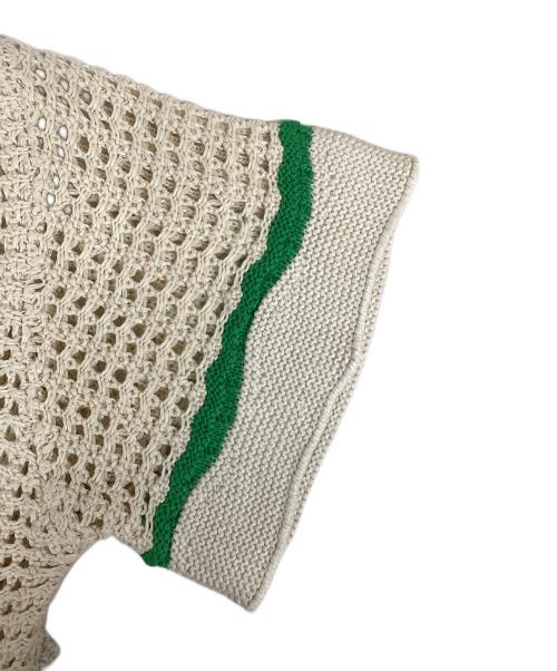 PAMM（パム）PAMM (パム) ゆれるふきんのメッシュニットシャツ グリーン×アイボリー サイズ:1の古着・服飾アイテム