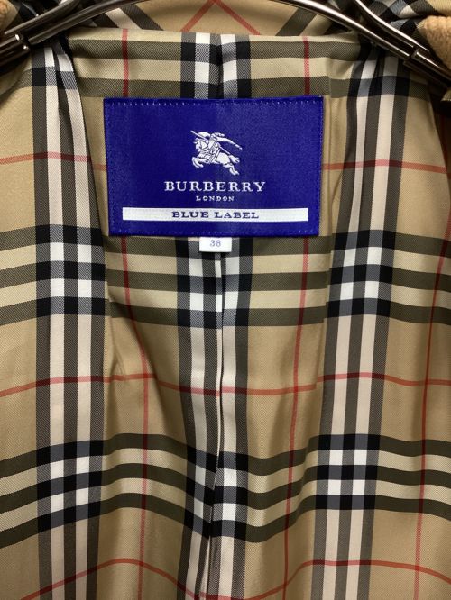 BURBERRY BLUE LABEL（バーバリーロンドンブルーレーベル）BURBERRY BLUE LABEL (バーバリーブルーレーベル) カシミヤブレンドダッフルコート キャメル サイズ:38の古着・服飾アイテム