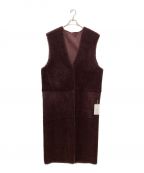 Ameriアメリ）の古着「FABRIC BLOCKING LONG BOA VEST」｜ボルドー