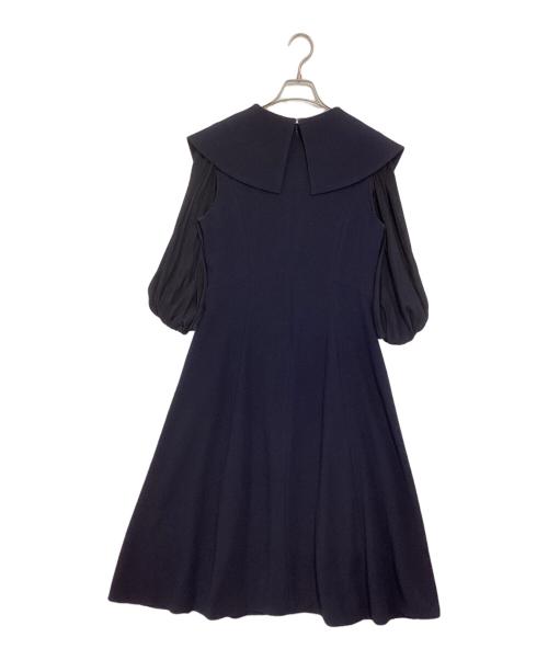 Arobe（アローブ）Arobe (アローブ) Pearl Open Collar Dress ネイビー サイズ:2の古着・服飾アイテム