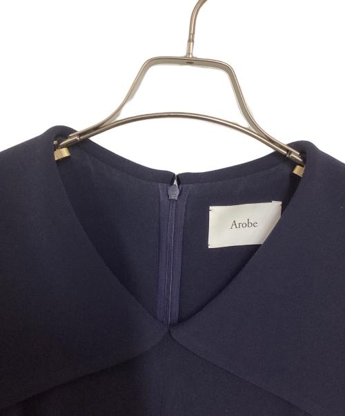 Arobe（アローブ）Arobe (アローブ) Pearl Open Collar Dress ネイビー サイズ:2の古着・服飾アイテム