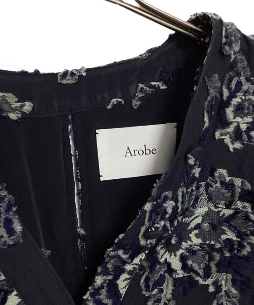 Arobe（アローブ）Arobe (アローブ) 総柄ワンピース ネイビー サイズ:2の古着・服飾アイテム