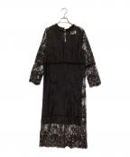 Arobeアローブ）の古着「フラワーレースワンピース」｜ブラック