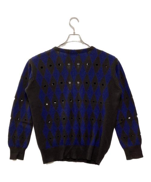 PRADA（プラダ）PRADA (プラダ) アーガイルニットカーディガン ネイビー×ブラウン サイズ:44の古着・服飾アイテム