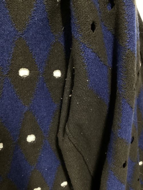 PRADA（プラダ）PRADA (プラダ) アーガイルニットカーディガン ネイビー×ブラウン サイズ:44の古着・服飾アイテム