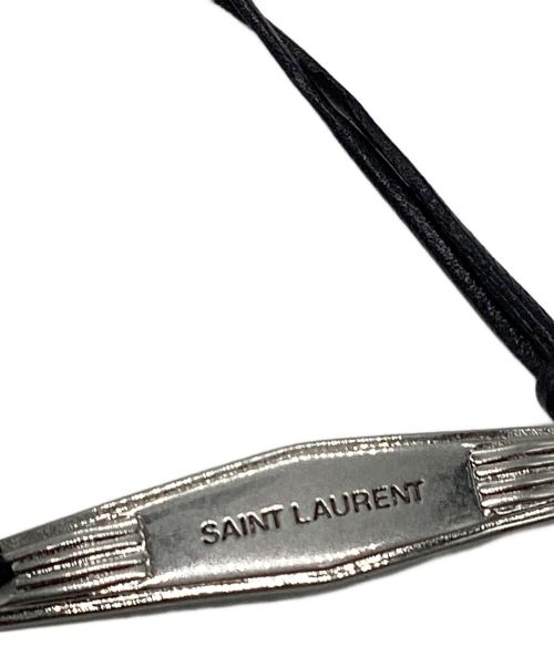 Saint Laurent Paris（サンローランパリ）Saint Laurent Paris (サンローランパリ) レザー＆メタルタグビーチブレスレット ブラックの古着・服飾アイテム