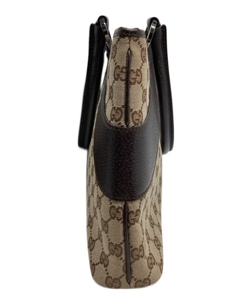 GUCCI（グッチ）GUCCI (グッチ) GGキャンバスハンドバッグ ベージュ×ブラウンの古着・服飾アイテム