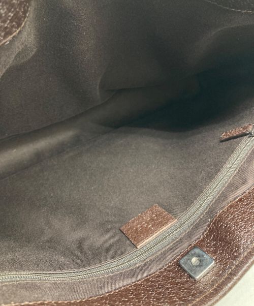 GUCCI（グッチ）GUCCI (グッチ) GGキャンバスハンドバッグ ベージュ×ブラウンの古着・服飾アイテム