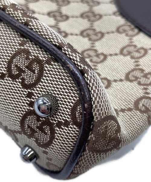 GUCCI（グッチ）GUCCI (グッチ) GGキャンバスハンドバッグ ベージュ×ブラウンの古着・服飾アイテム