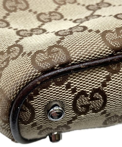 GUCCI（グッチ）GUCCI (グッチ) GGキャンバスハンドバッグ ベージュ×ブラウンの古着・服飾アイテム