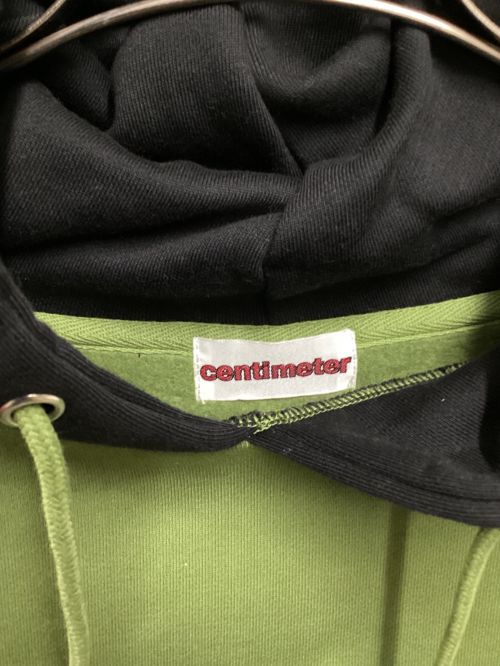 centimeter（センチメーター）centimeter (センチメーター) Bicolor logo hoodie グリーン×ブラック サイズ:Lの古着・服飾アイテム