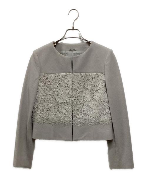 ANAYI（アナイ）ANAYI (アナイ) 天竺×レース刺繍ジャケット グレー サイズ:38の古着・服飾アイテム