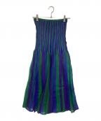 UN3D.アンスリード）の古着「プリーツスカート」｜グリーン×ブルー