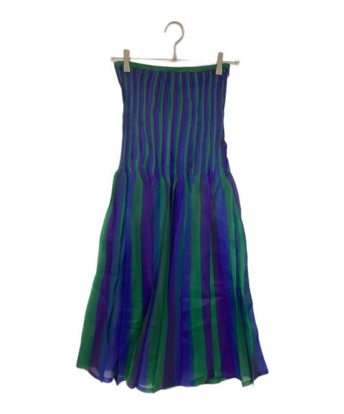 UN3D.（アンスリード）UN3D. (アンスリード) プリーツスカート グリーン×ブルー サイズ:38の古着・服飾アイテム