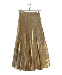 UN3D.（アンスリード）の古着「オリガミプリーツラメスカート」｜ベージュ