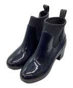 HUNTERハンター）の古着「リファインド グロス ミッド ヒール ブーツ」｜ネイビー