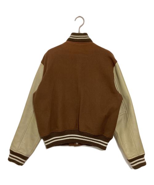 HOUSTON（ヒューストン）HOUSTON (ヒューストン) 袖レザースタジャン ブラウン サイズ:38の古着・服飾アイテム