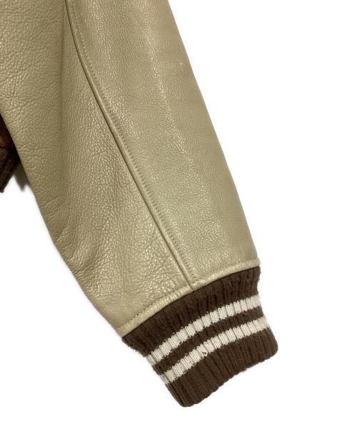 HOUSTON（ヒューストン）HOUSTON (ヒューストン) 袖レザースタジャン ブラウン サイズ:38の古着・服飾アイテム