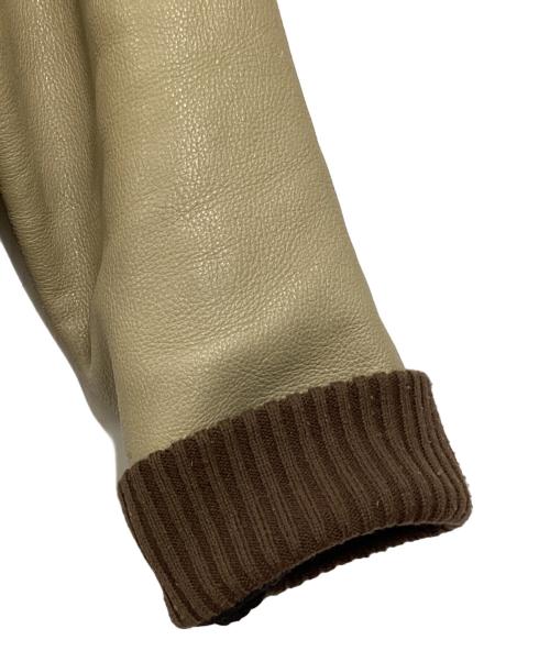 HOUSTON（ヒューストン）HOUSTON (ヒューストン) 袖レザースタジャン ブラウン サイズ:38の古着・服飾アイテム