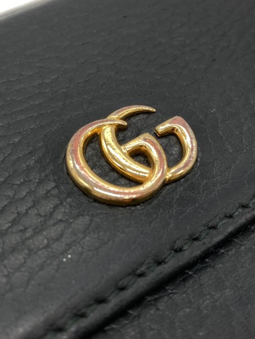 GUCCI（グッチ）GUCCI (グッチ) GGマーモント コンパクトウォレット ブラックの古着・服飾アイテム