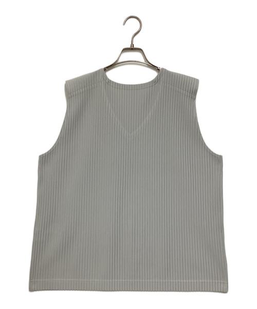 HOMME PLISSE ISSEY MIYAKE（オム プリッセ イッセイ ミヤケ）HOMME PLISSE ISSEY MIYAKE (オム プリッセ イッセイ ミヤケ) プリーツVネックベスト グレー サイズ:3の古着・服飾アイテム