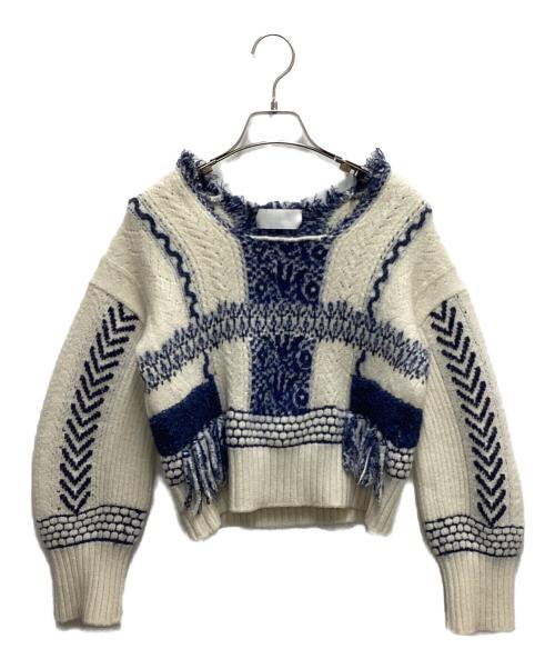 Mame Kurogouchi（マメクロゴウチ）Mame Kurogouchi (マメクロゴウチ) skiers knit ethnic sweater ホワイト サイズ:2の古着・服飾アイテム