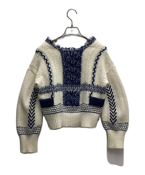 Mame Kurogouchi（マメクロゴウチ）Mame Kurogouchi (マメクロゴウチ) skiers knit ethnic sweater ホワイト サイズ:2の古着・服飾アイテム