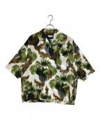 MAISON SPECIALメゾンスペシャル）の古着「Sheer Print Prime-Over Short Sleeve Open Collar Shirt」｜グリーン