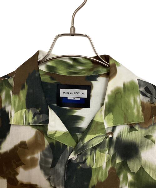 MAISON SPECIAL（メゾンスペシャル）MAISON SPECIAL (メゾンスペシャル) Sheer Print Prime-Over Short Sleeve Open Collar Shirt グリーン サイズ:2の古着・服飾アイテム