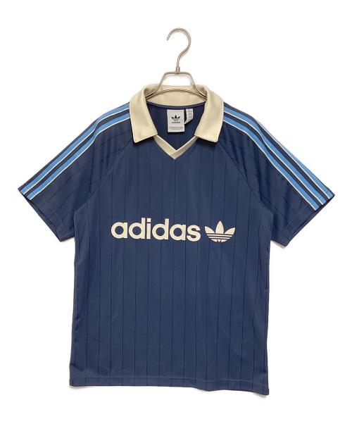 adidas（アディダス）adidas (アディダス) M STRIPE JERSEY TEE ブルー サイズ:Lの古着・服飾アイテム