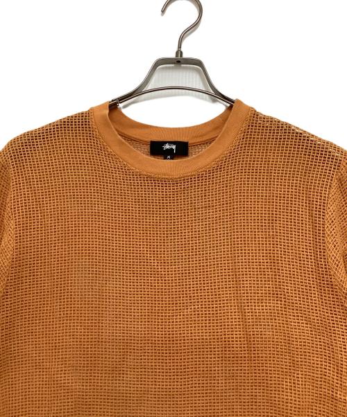 stussy（ステューシー）stussy (ステューシー) メッシュカットソー ブラウン サイズ:Mの古着・服飾アイテム
