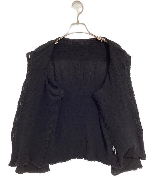 me ISSEY MIYAKE（ミーイッセイ ミヤケ）me ISSEY MIYAKE (ミーイッセイ ミヤケ) プリーツカーディガン ブラック サイズ:不明の古着・服飾アイテム