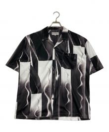 EVISEN（エビセン）の古着「グラフィックオープンカラーシャツ」｜ブラック×ホワイト