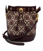 TORY BURCHトリーバーチ）の古着「巾着ショルダーバッグ」｜ベージュ×ワインレッド