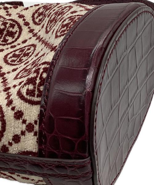 TORY BURCH（トリーバーチ）TORY BURCH (トリーバーチ) 巾着ショルダーバッグ ベージュ×ワインレッドの古着・服飾アイテム