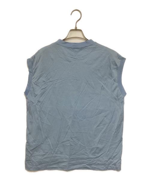 BLAMINK（ブラミンク）BLAMINK (ブラミンク) コットンクルーネック刺繍ノースリーブＴシャツ ブルー サイズ:1の古着・服飾アイテム